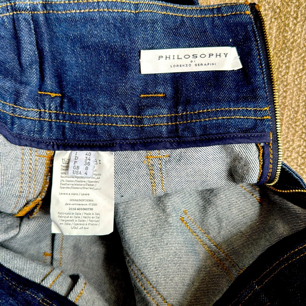 PHILOSOPHY Denim Midi Skirt with Belt - Picture 3 of 11